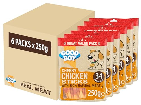 Good Boy Cheesy Chicken Sticks - Natural Dog Treats - Low Fat - Rawhide Free Recipe - Bulk Box - 6 x 250g