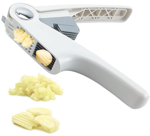 Trywise 4 in 1 Knoblauchpresse, Knoblauchpresse & Kartoffelschäler & Dosenöffner mit ergonomischem Griff non-slip handle Knoblauchpresse Spülmaschinenfest