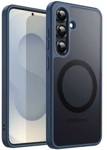 JETech Magnetisch Hülle für Samsung Galaxy S25 5G, Kompatibel mit MagSafe, Transluzente Matt Rückseite Stoßfeste Handyhülle (Sturmblau)