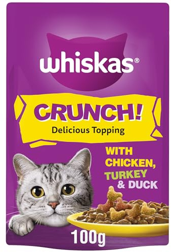WHISKAS Crunch 100g (Pack of 6) - Tasty Topping Adult Cat Treat Biscuits