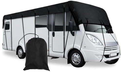 Wohnwagen Schutzhülle, Wohnmobil Schutzdach 210D Dachschutzplane Abdeckung Abdeckplane Wasserdicht Wohnmobil Abdeckplane Staubdicht Und Sonnengeschützt Mit Aufbewahrungstasche 5m×3m