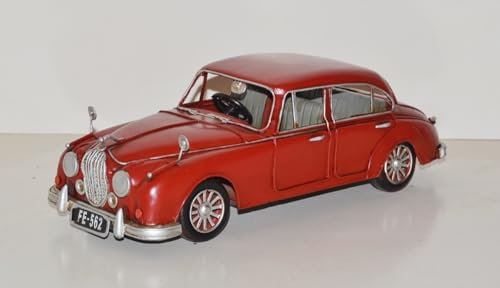JS Garten Deko Blechauto Nostalgie Modellauto Jaguar 1959 in rot Oldtimer L 35 cm aus Blech