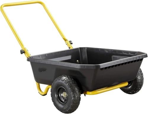 DGOINGPI Kippwagen, 2-Rad-Gartenwagen mit klappbarem Griff, 4 Cu Ft, 300 Pfund. Kapazität, Schwarz/Gelb