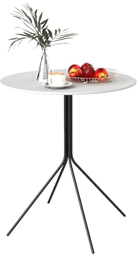 Outsunny Gartentisch rund Ø 60 cm, Terrassentisch Stahlrahmen, für drinnen und draußen, für Balkon, Veranda, dunkelgrau