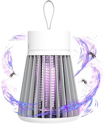 Mosquito Killer Lamp, Portable Electric Fly Killer Lamp, 2-in-1 Rechargeable Insect Zapper with UV Light and LED Lamp, 360° Fly Zapper Trap for Indoor Outdoor Use, Home, Bedroom, Patio, Camping