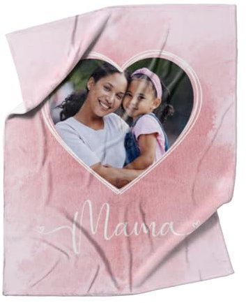Kuscheldecke für Mamas 125 x 155 cm - mit Foto personalisierbar - Fotodecke selbst gestalten - Geschenkidee Muttertag, Geburtstag - Mama Herz