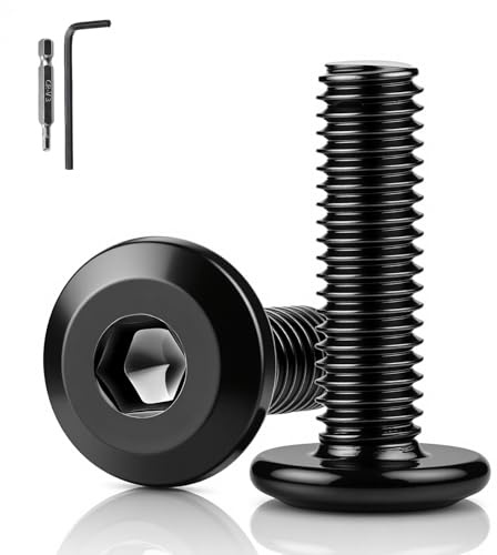 XRXYMQ 25 Pièces Vis M6 Tete Plate Noire Boulon M6x25 mm Vis Inox A2 V2A Hexagonales Boulon Noir Convient aux Machines et Manuelles avc Clés Allen et Drill Bit
