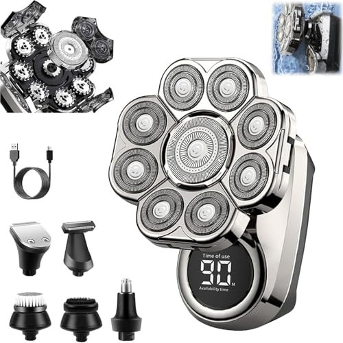 Glatzenrasierer pro Kopf, Rasierer pro bawldy 9,0 Sha ver, wasserdicht nass und trocken Einfache Ganzkörperrasur, intelligente LED-Anzeige, wiederaufladbar kabellos