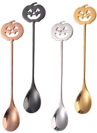 LIFKOME 4 Stück Kreative Kürbis Kaffeelöffel aus Ergonomisch Leichter Griff Vielseitig für Kaffee Dessert Honig und Milch für Hotels Cafés Zuhause Stilvolle Herbstliche Tischdekoration