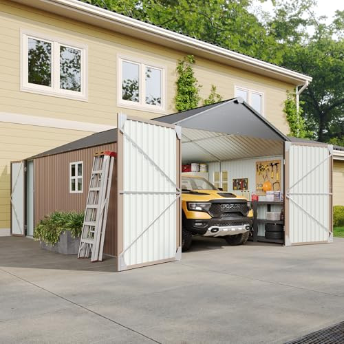 Aoxun 12x20x9.3FT Metal Storage Shed Outdoor Large Garage Shed Garden Tool