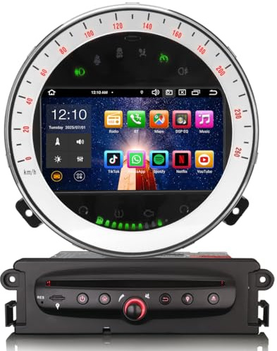 Android 14 6GB+128GB 8-Kern Autoradio für BMW Mini Cooper R56 GPS Navi Wireless Carplay Android Auto DSP Bluetooth 5.0 DVD A2DP WiFi Radio DAB+Canbus