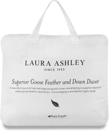 Laura Ashley Goose Feather & Down Duvet 10.5 Tog - Heritage Jacquard Cotton Satin Cover, 80% Goose Feather & 20% Goose Down Filling (Double)