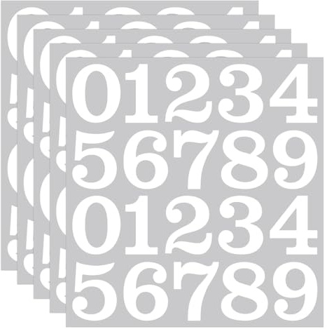 2 Inch Adhesive Small Number Stickers, 5 Sheets 0-9 Self Adhesive White Waterproof Number Sticker for Organizing, Note, Book and Bins