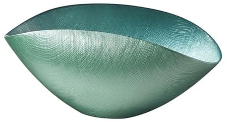 Onlylux Coppa Burano in Vetro Centrifugato Decorato a Mano - Centrotavola Decorativo 28 x 9,5 cm - Coppa in Vetro Artigianale per Arredo Casa - Verde Acqua - Smeraldo