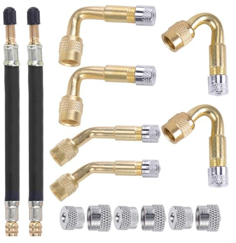 14Pcs Valve Extenders Tyre Valve Extension Adaptor Tools Bike Adapter Tire Valve Extender Angled Adapters Inflation Tools For Cars For Motorcycles 45° Angle Adapter
