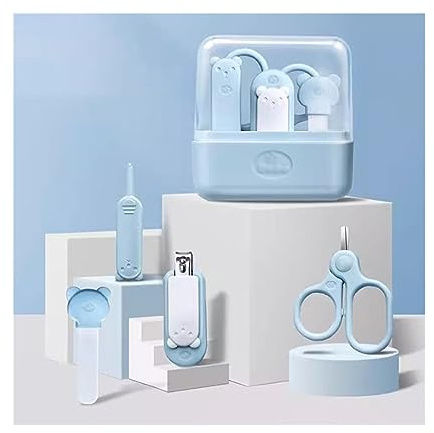 BDAYEK Coupe-Ongles Ensemble de Soins des Ongles for bébé 4 en 1, avec étui Mignon Transparent, Coupe-Ongles for, Ciseaux, Lime à et Pince épiler, for Nouveau-né Nourrisson