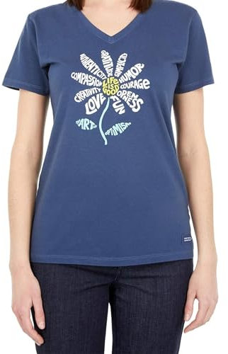Life Is Good Crusher T-Shirt für Damen, kurzärmelig, Baumwolle, Grafik-T-Shirt, Superpower Daisy, tiefdunkelblau, Groß