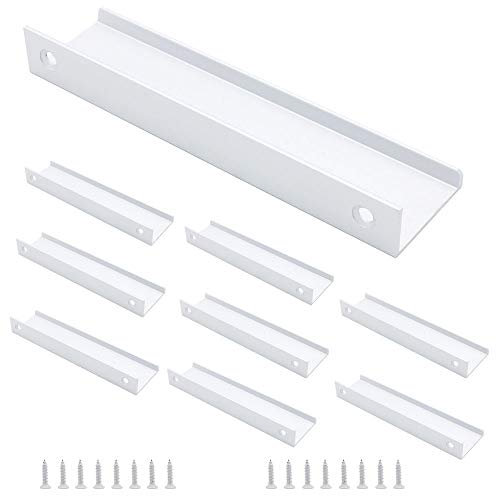 NUZAMAS - Juego de 8 tiradores de labios de cocina, aleación de aluminio, color plateado, tiradores de puerta, tiradores ocultos para puerta de cocina, cajones, gabinetes, 15 cm
