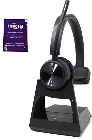 Plantronics Savi 7210 Office Single Speaker Wireless Headset for Desk Phones Bundle with Headset Advisor Wipe