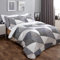 Dreamscene - Set copripiumino geometrico con federe, set di biancheria da letto ruvido in stile scandinavo, color nero, carbone, grigio e argento, king size