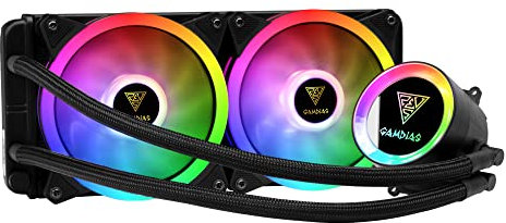 GAMDIAS CHIONE M2-240 LITE 2 Watercooling, CPU-Flüssigkeitskühler, Watercooling 240 mm RGB, 240 mm Radiator, 2 x 120 mm GAMDIAS PWM Lüfter, Pumpe im Spiegelstil für Intel/AMD Ryzen