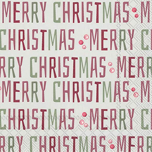 Boston International IHR 3-lagige Cocktail-Servietten, 12,7 x 12,7 cm, Winter Merry Christmas