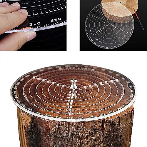 Cercacentro rotondo per tornitura del legno, in acrilico, con compasso per disegnare cerchi, un righello di centraggio con scala accurata, per torni da legno, torni, torni per ciotole, 200 mm