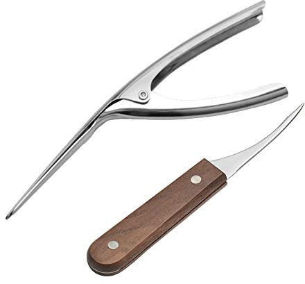 Limpiador de camarones y deviner, Cuchillo de cáscara de camarón, Acero Inoxidable, pelador de camarones, con Mango de Madera, Utensilios de Cocina para Langostas, Langostas, camarones, peladores