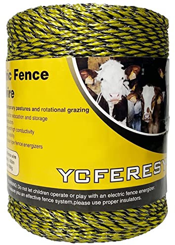 YCFERESY Electric Fence Polywire 1312 Feet，400 Meter，6 Stainless Steel Strands for Reliable Conductivity and Rust Resistance，Portable Electric Fence Rope