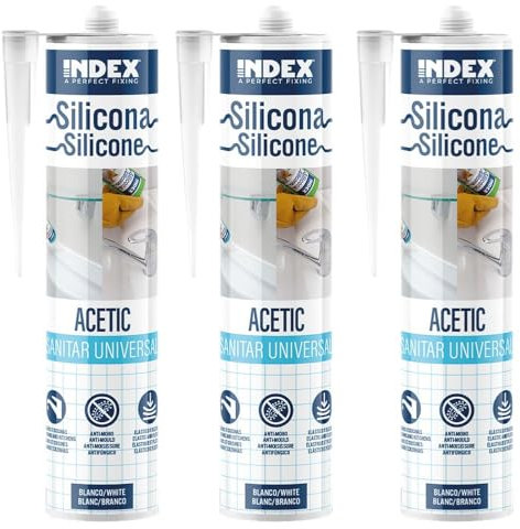 3x Universal Silikon weiß 280 ml schimmelresistent UV- und witterungsbeständiger Qualitäts-Dichtstoff Premium Sanitärsilicon Dusche und Bad Küchenbereich