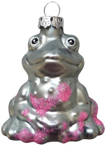 Frosch sitzend blau Weihnachtsbaumkugel Glas Christbaumschmuck Weihnachten