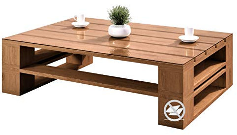 sunnypillow Palettenmöbel Europaletten Indoor und Outdoor Lounge Gartenmöbel Holz Gartenmöbel Set Lounge Möbel Terrasse Balkon Loft Stil Paletten | Eiche Couchtisch 120 x 80 cm Höhe : 40 cm