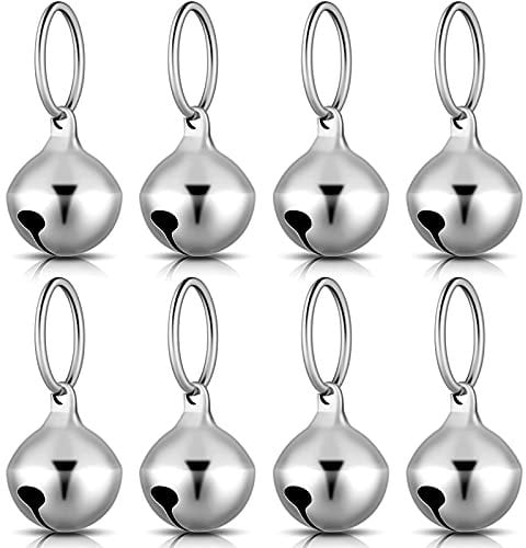 8 Stück Halsband Glocken für Kleine Hunde Katzenglocken Halsband für Welpen Hängende Ringglocken Dekoration Haustiere Tracker DIY Bastelzubehör für den Täglichen Gebrauch von Haustieren (Silber)