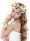 Hochzeit Blumenkranz Haare für Damen und Mädchen Blumenkrone Blumen Haarband Girlande Blumenarmband Blumenkränze Haar Braut (Beige a)