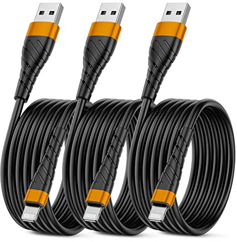 OIITH 3-Pack 10ft MFi Certified iPhone/iPad Charging Cords, 2.4A Lightning Cable, Compatible with iPhone 12/11/XS/Max/XR/X/8/7/iPad