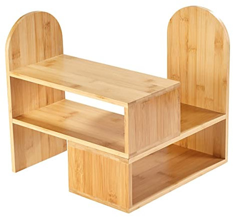 genialo Bambus-Küchenregal Flexi – Holz-Regal, 3 Etagen, Gewürze, Tassen & Schüsseln, Eckregal, Braun, 49 x 16 x 33 cm