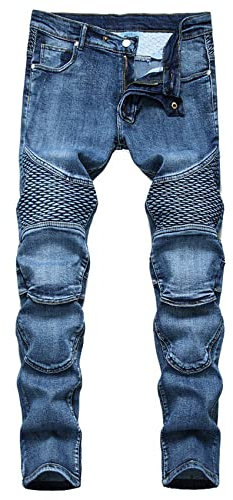 WAEKQIANG Pantalons De Moto pour Hommes, Jeans, GenouillèRes D'éQuitation pour Hommes, Jeans De Moto Nostalgiques, Coupe Slim pour Hommes à La Mode