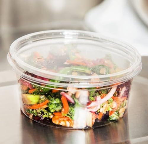 HOT BARGAINS 250 Pack 8oz/230ml Round Food Containers Clear Plastic with Lids