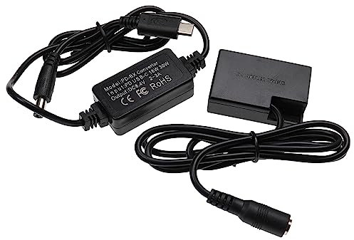 vhbw USB Netzteil kompatibel mit Canon EOS 200D, 250D, 750D, 760D Kamera, Digitalkamera, DSLR - Netzkabel + DC Kuppler (Ersatz für Canon DR-E18), 2m
