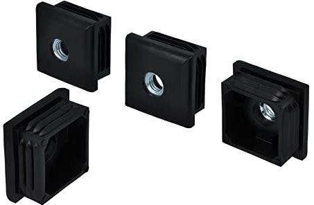 GleitGut 4 x Gewindestopfen Vierkantrohr M8 und M10 Einsteckbuchsen quadratisch aus Kunststoff schwarz (40 x 40 mm M10)