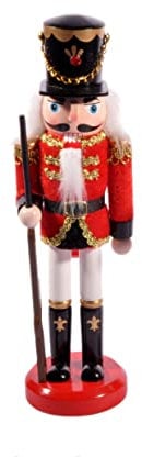 Ciao Christmas Nutcracker Toy Soldier Halberdier (24cm) Wooden Decoration with Fabric, Red/Black, Wood, 24 cm