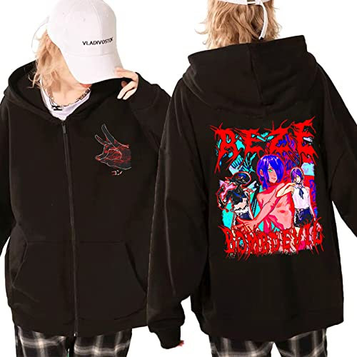 MEDM Japanische Anime -Kettensäge Mann Pochita Zip Up Hoodies Sweatshirt Manga Cartoon Grafik Streetwear Hoodie Langarm Männer Zip Jacke