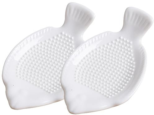 Cabilock Cheese Grater Garlic Bread 2 Pcs Ceramics Grater Plate Fish Shaped Garlic Grater Ginger Grater Plate Ginger Mincer for Ginger Garlic and Onion Cheese Grater Garlic Bread