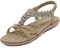 Acfoda Sandali Donna Estive Piatto Eleganti Infradito Bohemia Sandalo de Spiaggia Casual Comodi Scarpe Bassi Ortopedici Strass Sandale Beige 40