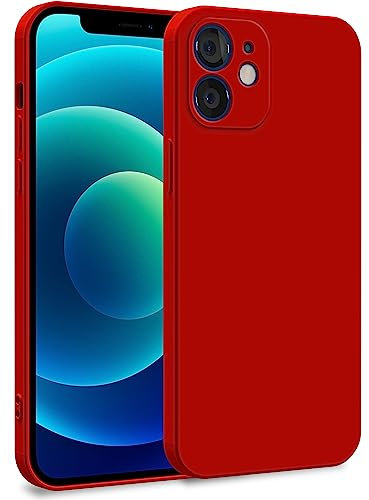 MyGadget Coque Compatible avec Apple iPhone 12 - Case TPU Souple & Soft avec Doublure Microfibre - Cover Protection Extra Fine & Légère Rouge