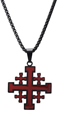 YAHOYA JERUSALEM CROSS NECKLACE FOR MEN BIBLE CRUSADERS STAINLESS STEEL PENDANT ISRAEL JEWELS Bible Crusaders