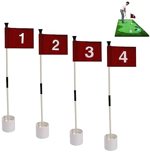 QCHIAN Flag Stick Golf Putting Green Flag for Yard, Detachable Numbered Golf Flags, Golf Pin Flags Hole Cup Set, Portable 2-Section Design, Gifts Idea