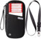 OW-Travel Porta Passaporto da Viaggio (Nero) con protezione RFID. Spazioso Porta Documenti da Viaggio e Porta Passaporto per Famiglia per 4 persone. Cinghie da polso e da collo incluse