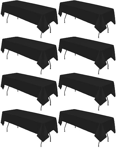 8 Stück Schwarze Tischdecken, Einweg-Tischdecken, abwischbare Party-Tischdecken aus Kunststoff für Geburtstag, Hochzeit, Bankett, Weihnachten usw.(137 x 274 cm)