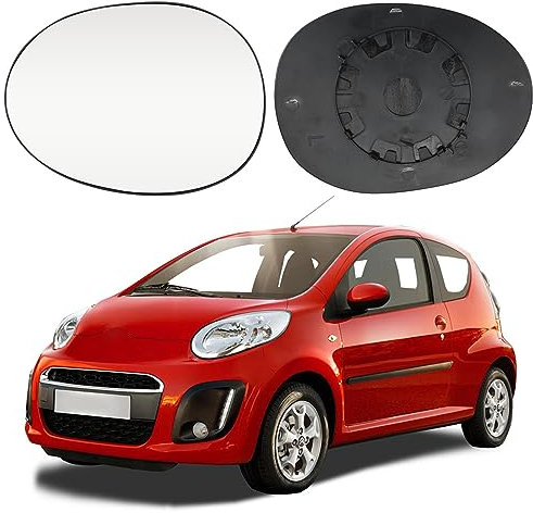 Spiegelglas Heizbar Links Kompatibel mit Citroen C1 / Peugeot 107 / Toyota Aygo (2005-2014) Spiegelglas Außenspiegel Glas